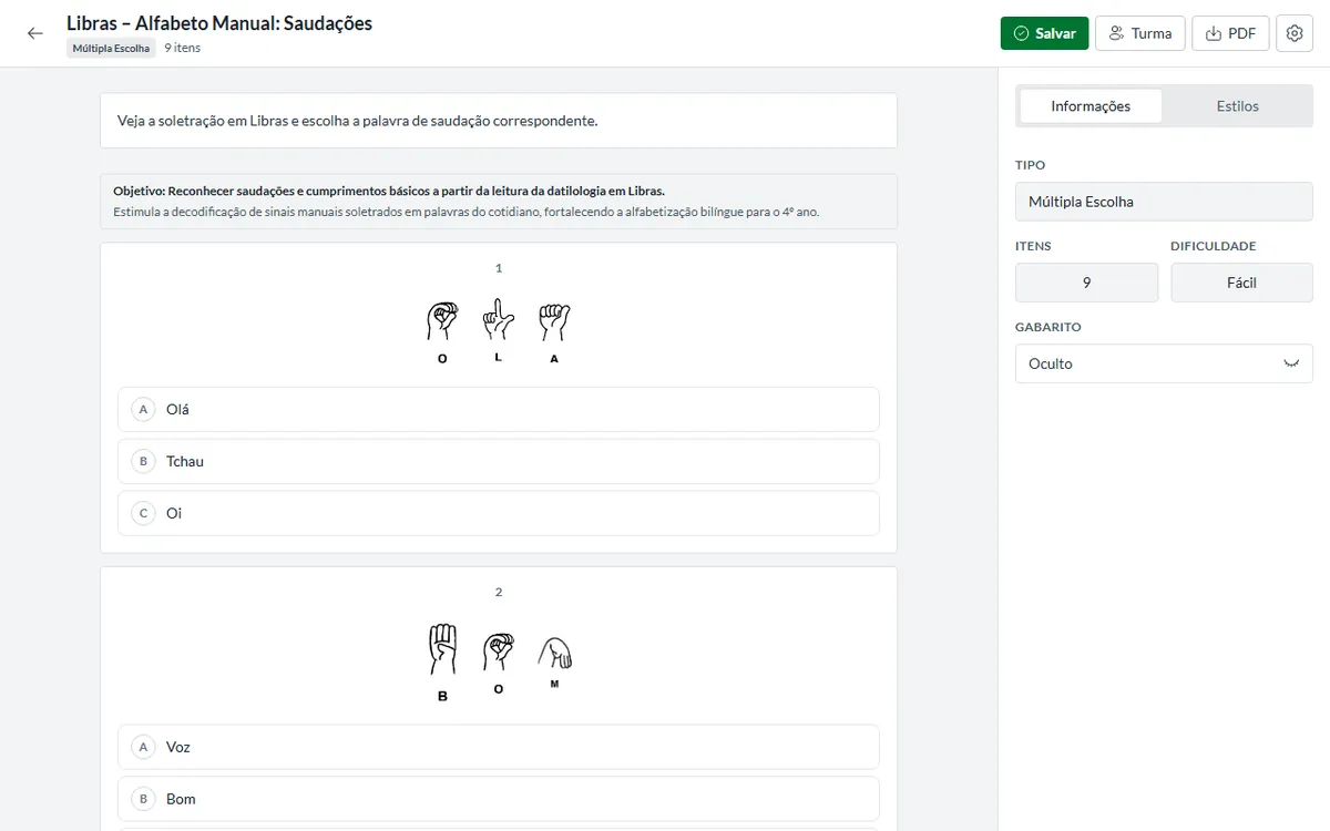 Editor da Pedagogix com o material aberto