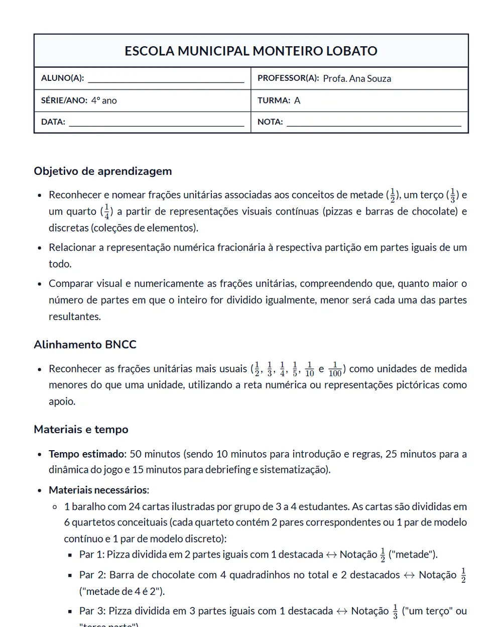 Material gerado pela Pedagogix: Jogo gerado