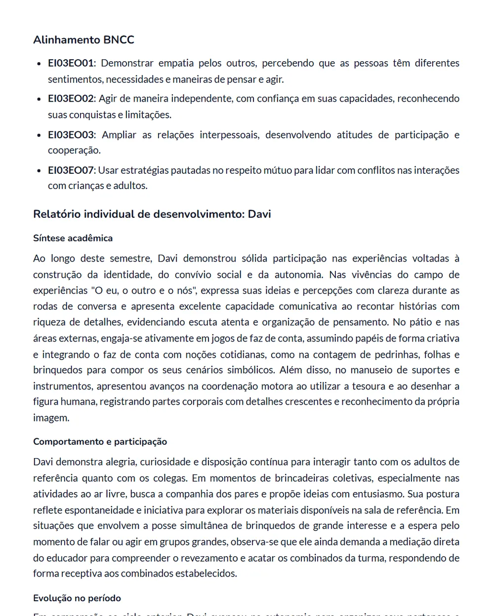 Material gerado pela Pedagogix: Parecer gerado pela Pedagogix